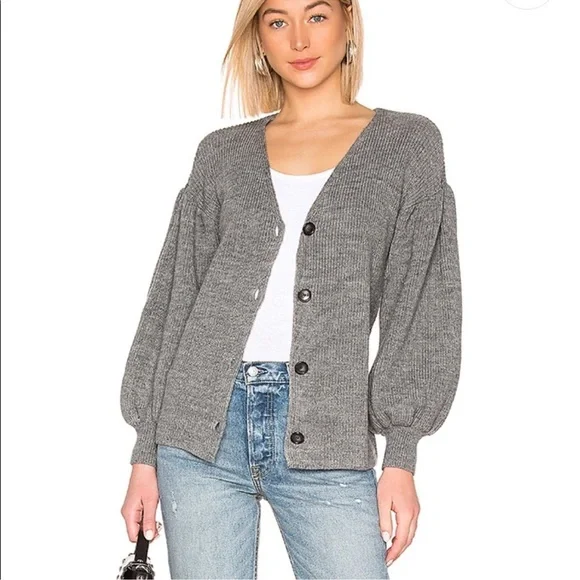 Lovers + Friends Kenora Wool Blend Cardi in Charcoal Small - Picture 1 of 8